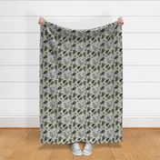 Paisley Punch - olive green on grey - large