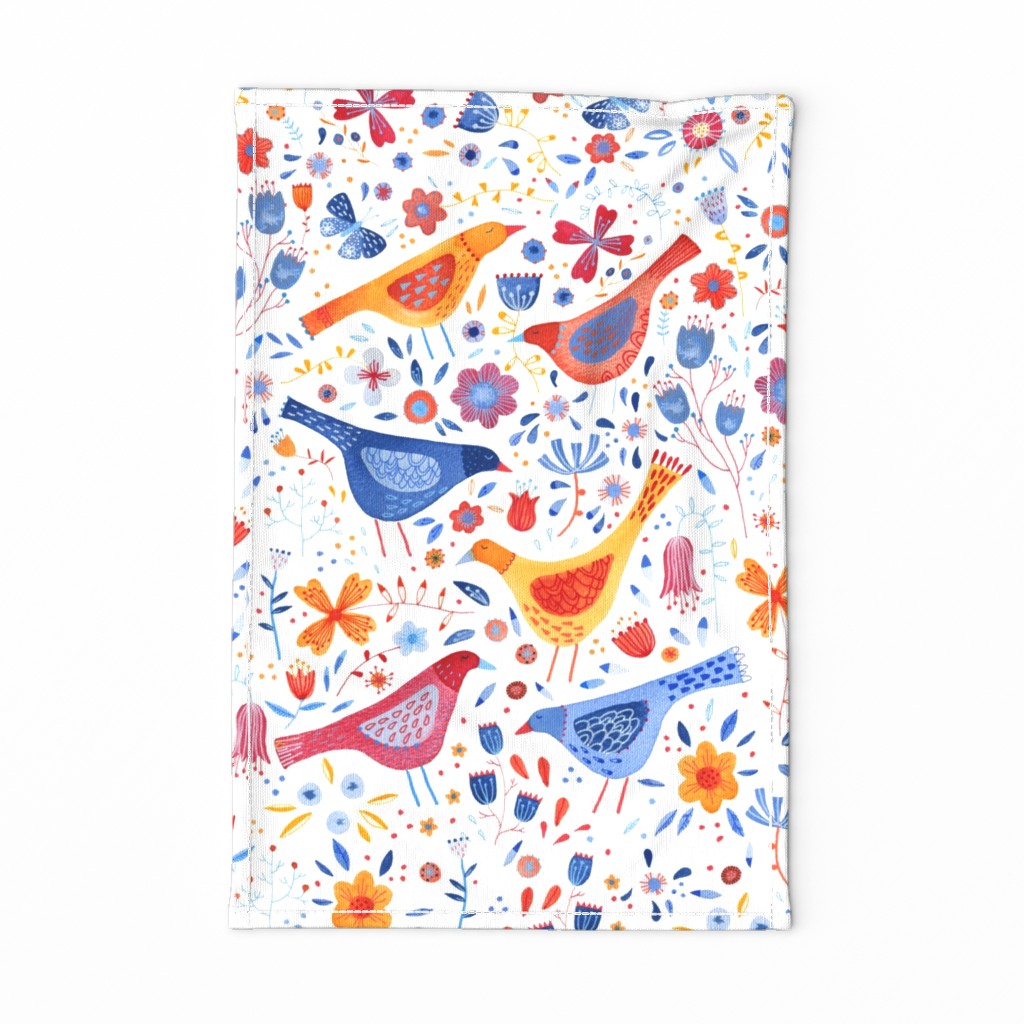 Birds in a Garden Tea Towel