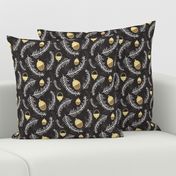 Holiday Floral Acorn Charcoal #Holiday #Christmas