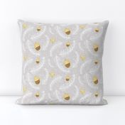 Holiday Floral Acorn Grey #Holiday #Christmas