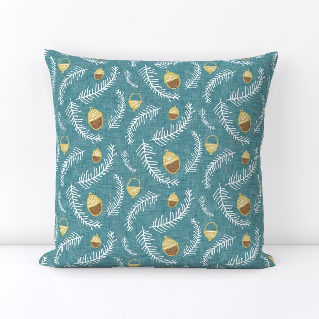 Holiday Floral Acorn Blue #Holiday #Christmas