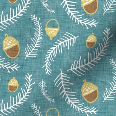 Holiday Floral Acorn Blue #Holiday #Christmas