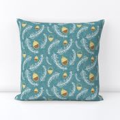 Holiday Floral Acorn Blue #Holiday #Christmas