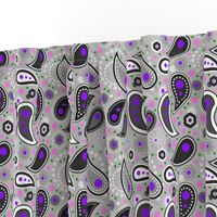 Paisley Punch #3 - purple on grey - medium