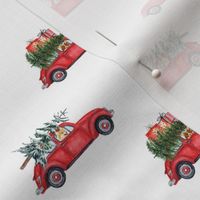 3" Holiday Christmas Tree Car and Corgi in Woodland, christmas fabric,corgi dog fabric 3