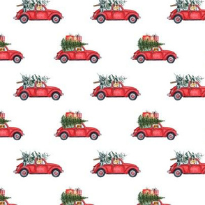 3" Holiday Christmas Tree Car and Corgi in Woodland, christmas fabric,corgi dog fabric 3