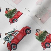 3" Holiday Christmas Tree Car and cocker spaniels in Woodland, christmas fabric, cocker dog fabric 1