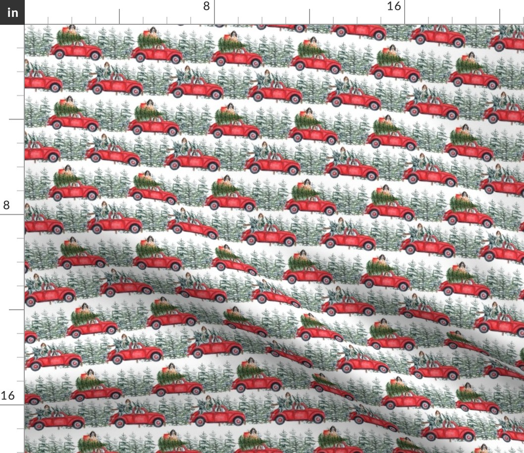 3" Holiday Christmas Tree Car and cocker spaniels in Woodland, christmas fabric, cocker dog fabric 2