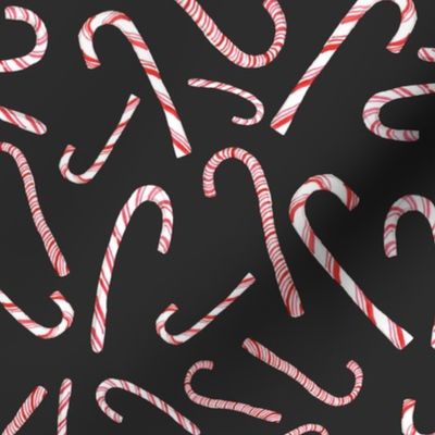 Christmas Candy Canes // Charcoal Black