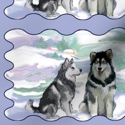 Alaskan Malamutes Winter Landscape