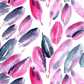 Nature delight in pink and grey • watercolor leaves