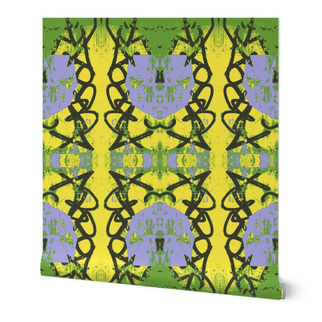 Modern Art Deco flowers in four colors