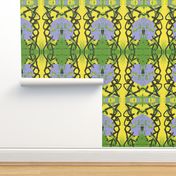 Modern Art Deco flowers in four colors