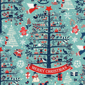 merry christmas (vintage blue)150