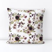 Dusty Plum Florals Fall // White