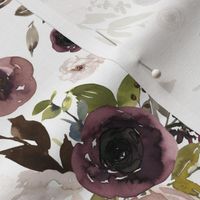 Dusty Plum Florals Fall // White