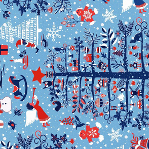 merry christmas tea towels (blue)