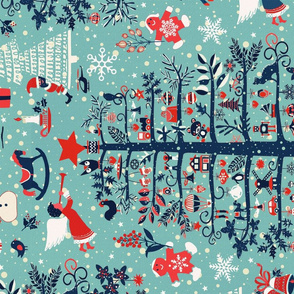merry christmas tea towels (vintage blue)