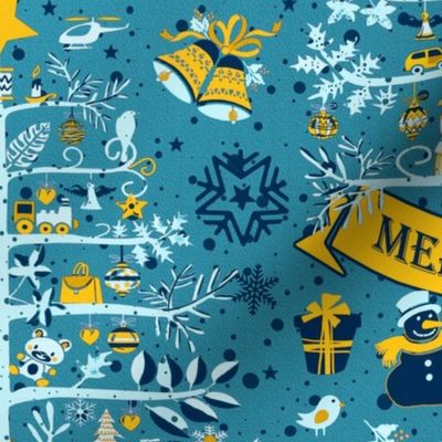 merry christmas (blue yellow)150