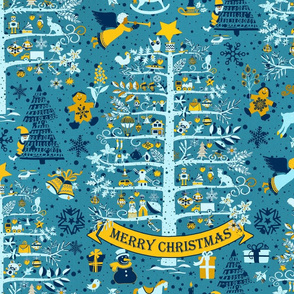 merry christmas (blue yellow)150