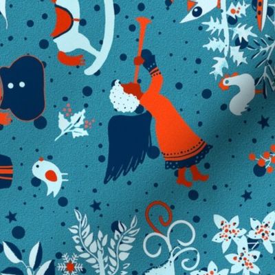 merry christmas tea towels (blue red)