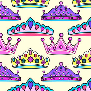 Princess Crowns Pastel yellow med JUMBO print size mariastar