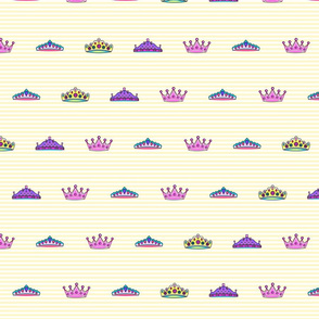 Princess crowns Yellow stripes Large JUMBO print size