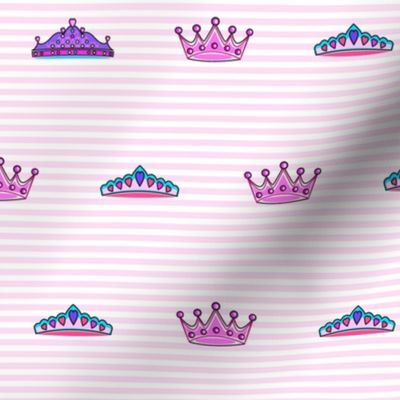 Princess mini crowns and stripes Large print size