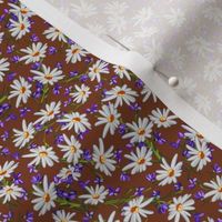 Micro Ditsy Daisies + Violets | Brown