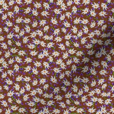 Micro Ditsy Daisies + Violets | Brown