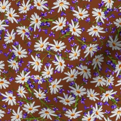 Ditsy  Daisies + Violets | Brown