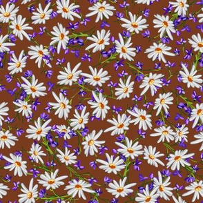 Ditsy  Daisies + Violets | Brown