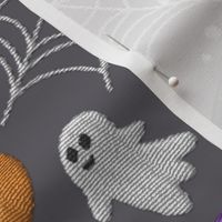 Halloween embroidery grey orange purple