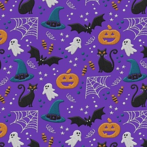 Halloween embroidery purple orange