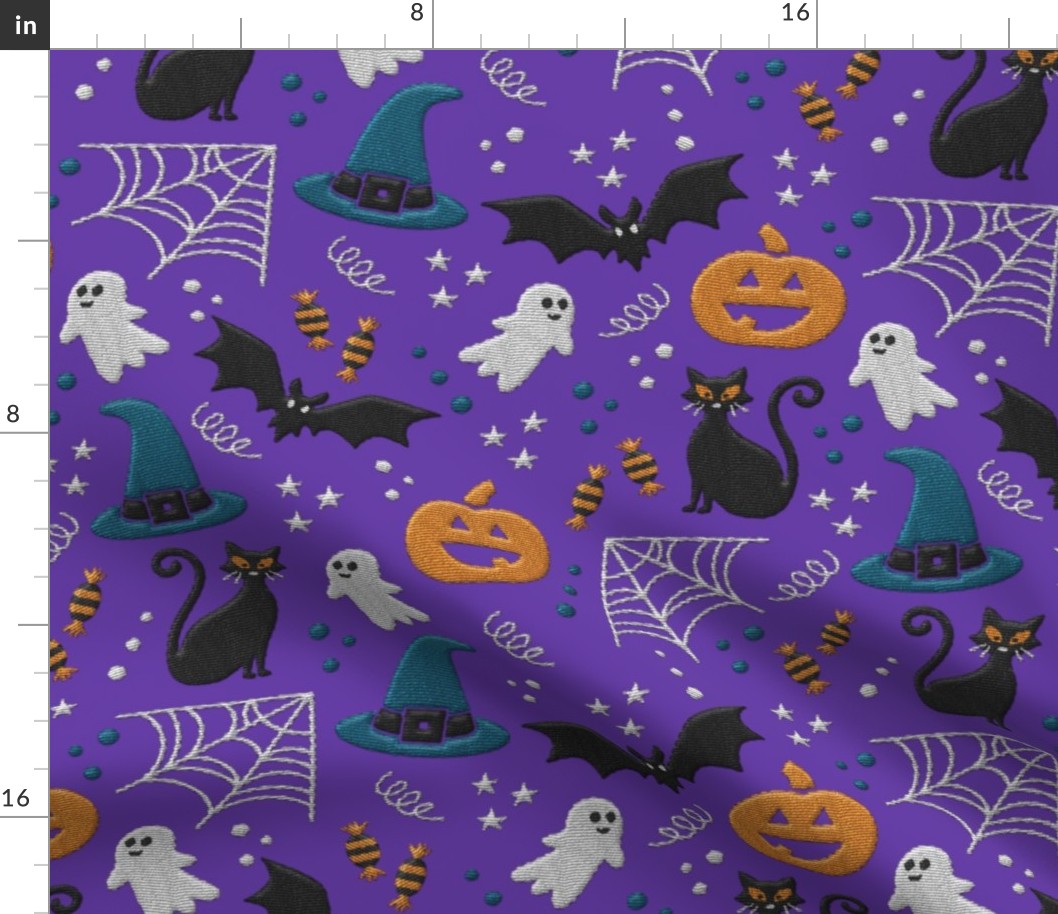 Halloween embroidery purple orange