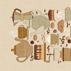 Coffee Break Ivory Brown Tea Towel