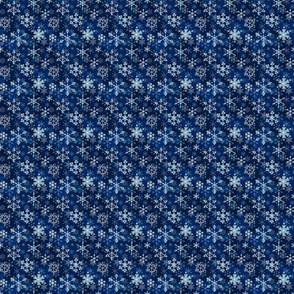 Snowflake crystals in royal blue tiny