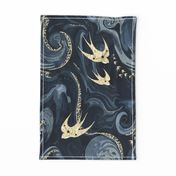 Swallow constellations tea towel