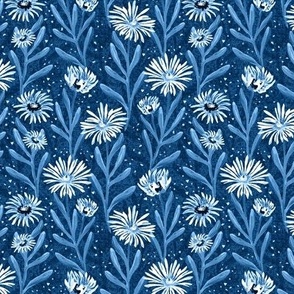 hand painted little blue flowers - medium scale