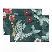 Koi sakura blossom in green - Large scale