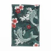 Koi sakura blossom in green - Large scale