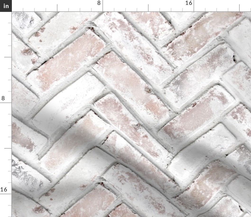 Wallpaper Roll Herringbone Chevron Whitewashed Brick Erin Kendal 24in x 27ft 