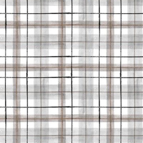 gray white tartan S