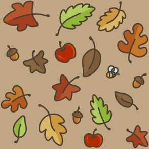 happy fall leaf repeat on brown