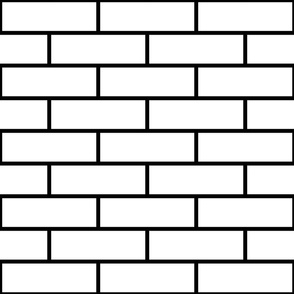 Six Inch White Horizontal Brick Wall