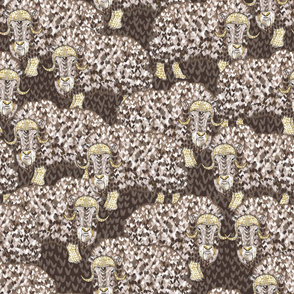 Woolly Muskoxen Herd (chocolate) 18”