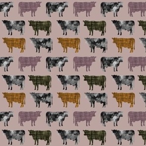 44-1 // small watercolor cows + heather, olive green, 19-16