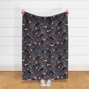 Jumbo Crowned Cranes - copper pink & midnight blue