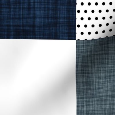 navy and slate patchwork wholecloth
