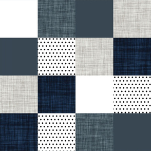 6" squares // navy and slate patchwork wholecloth